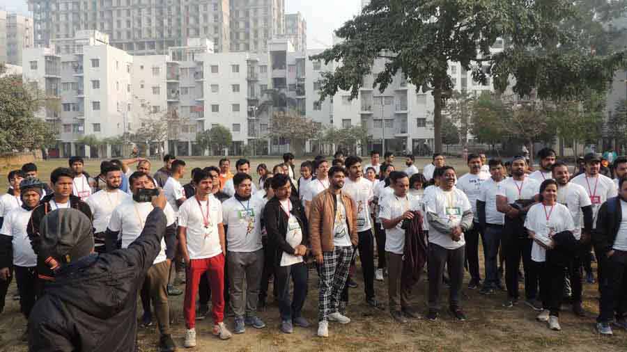 Residents gather to cheer the participants