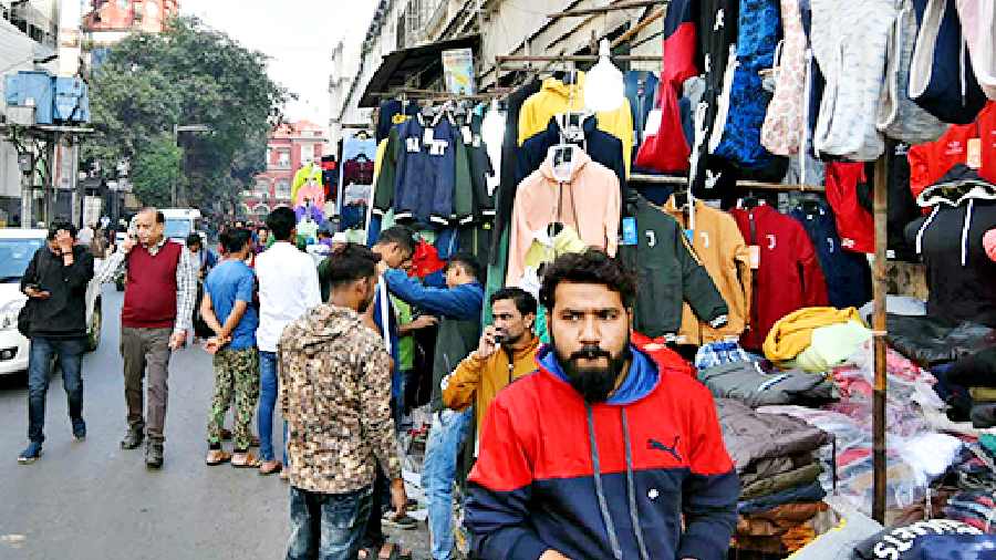 Hawkers in Chowringhee Place on Sunday