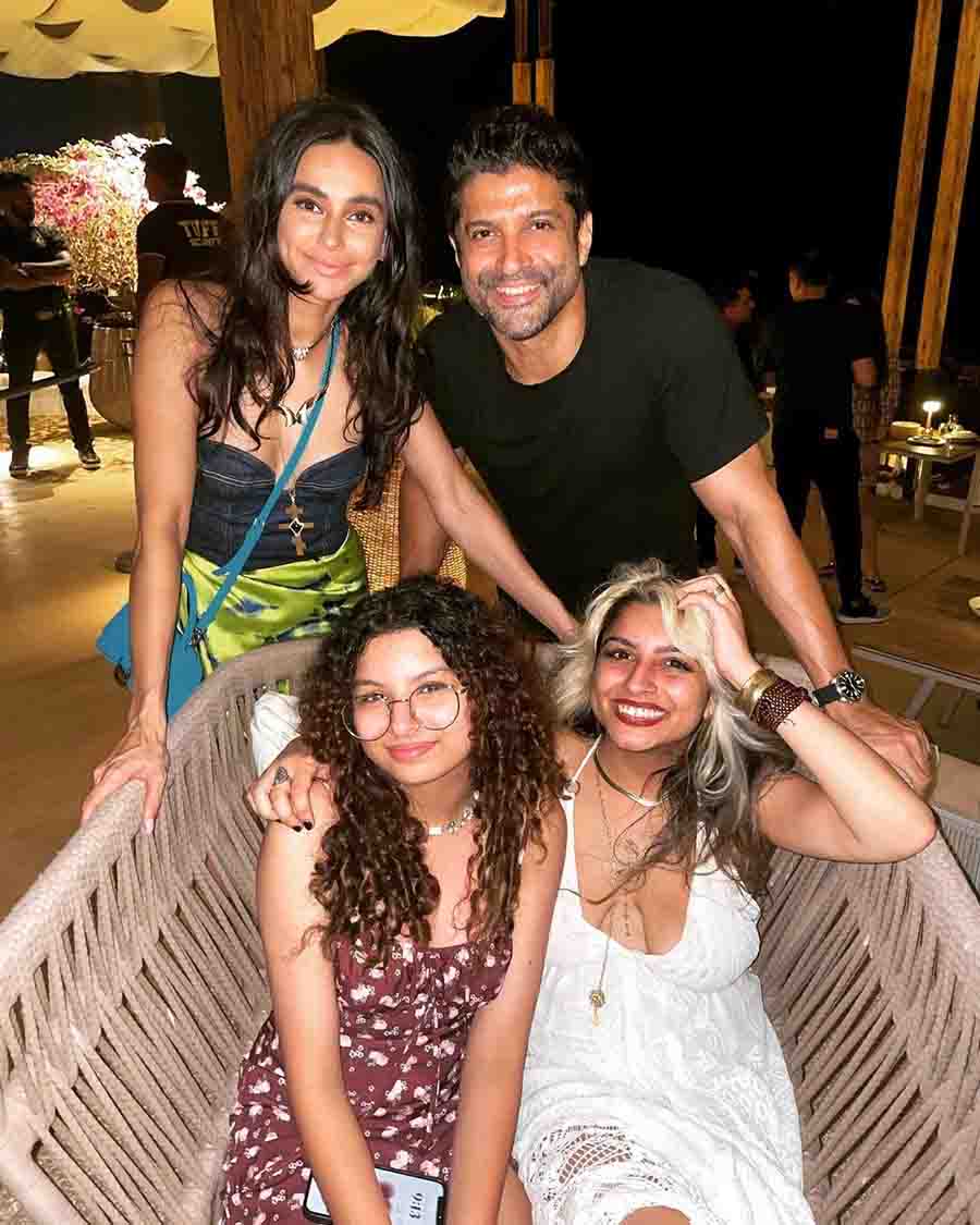 The couple also enjoyed a vacation with Farhan’s daughters, Shakya and Akira, a day before his 49th birthday. 