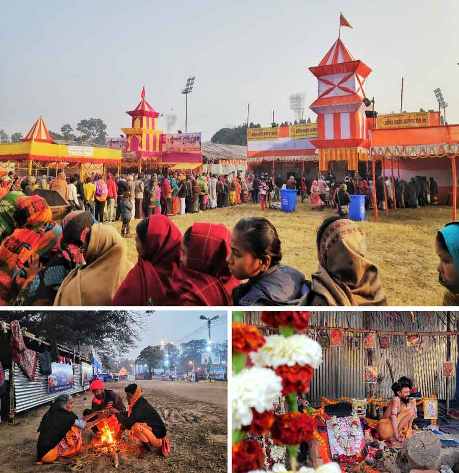 Glimpses from the transit camp set up for Gangasagar pilgrims at Babughat. The eight-day Gangasagar Mela started from January 8, 2023