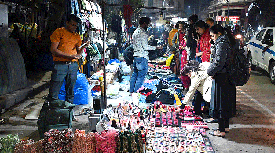 Hawkers in New Market on Tuesday evening.