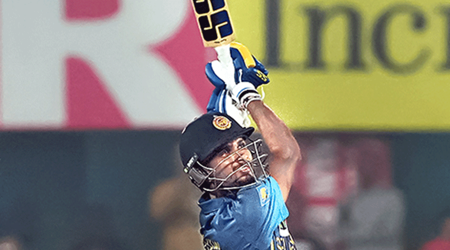 Sri Lanka captain Dasun Shanaka during his valiant unbeaten 108 off 88 balls on Tuesday.