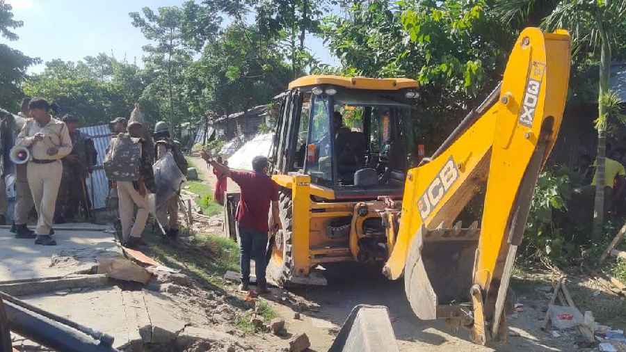Drive to evict encroachers from a forest land in Assam's Lakhimpur district continued on Wednesday