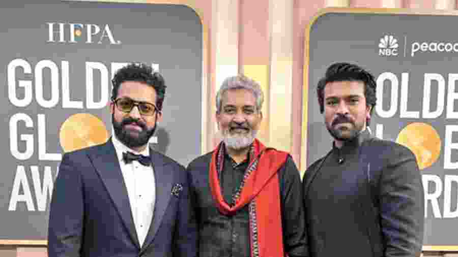 RRR director SS Rajamouli flanked by actors Jr NTR (left) and Ram Charan at the Golden Globes Awards 2023. It was a proud moment for India when RRR’s Naatu naatu won a Golden Globe in the category Best Original Song in a Motion Picture. M.M. Keeravani has composed the high-energy track from the Telugu film while its lyrics were penned by Chandrabose. Naatu naatu beat songs by Taylor Swift, Rihanna and Lady Gaga to win in the category. However, RRR, which was also nominated for Best Foreign Language Motion Picture, lost to Argentine film Argentina, 1985.