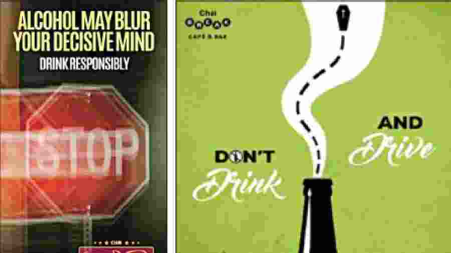 A poster at Chapter 2 and (right) a creative on a social media handle of Chai Break