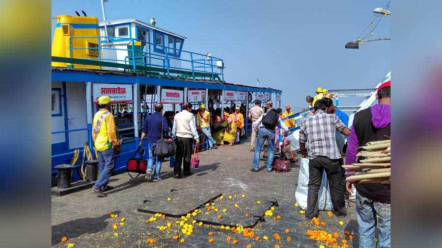 One of the jetties at Lot no 8 at Kakdwip from where motorised launches leave for Sagar Island