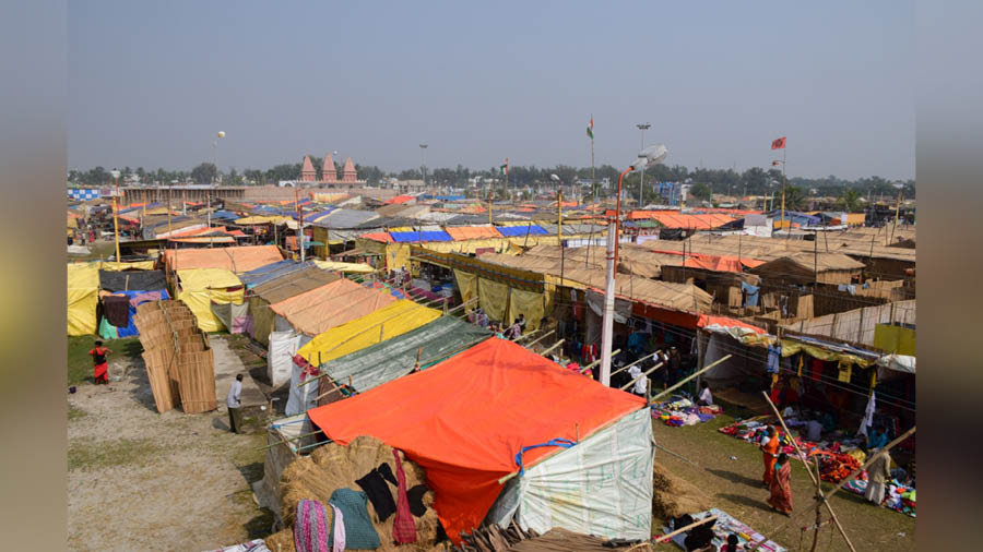 Top view of the temporary accommodations on the fair grounds