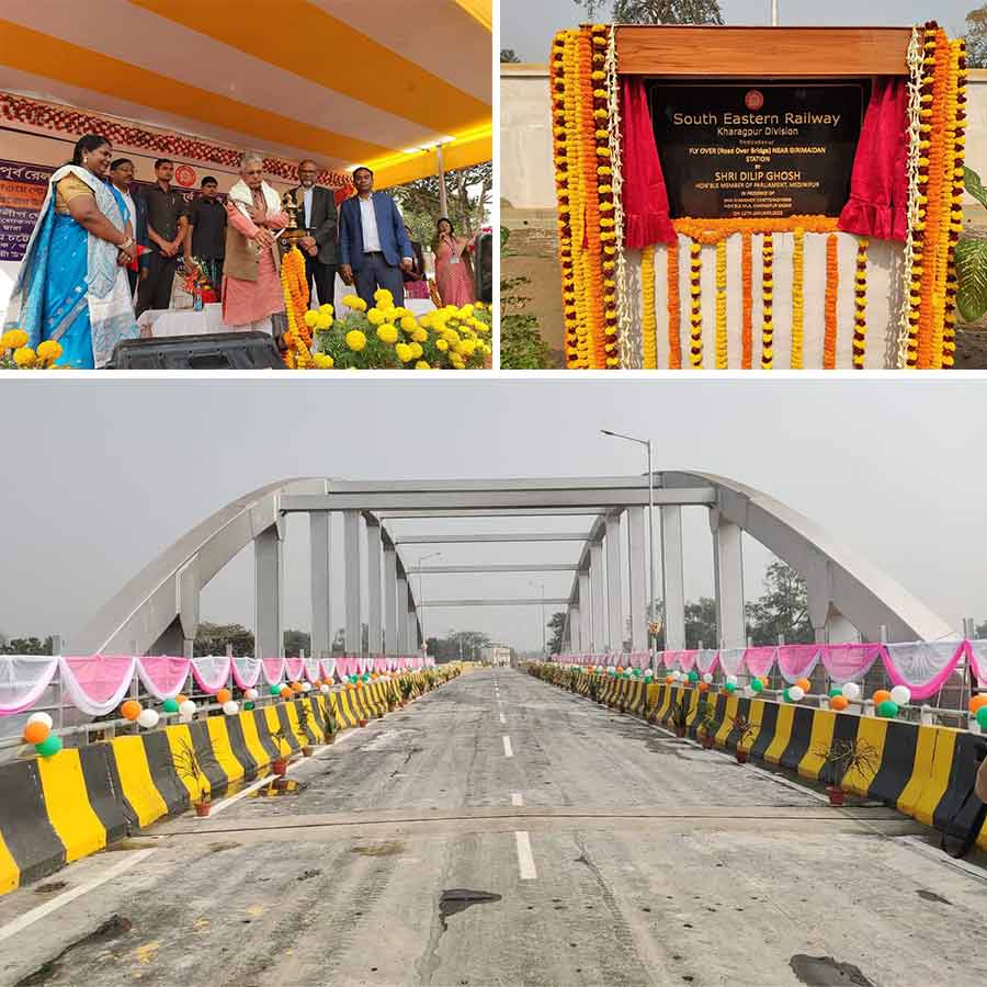 BJP’s national vice-president and MP from Medinipur, Dilip Ghosh, along with divisional officers inaugurated the Girimaidan Flyover bridge on Thursday, January 12