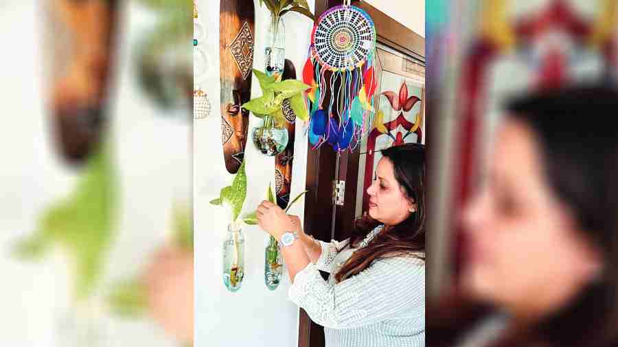 Sarika Agarwal tends to her indoor greens