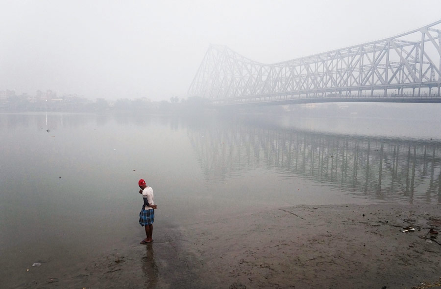 Heavy fog enveloped Howrah Bridge on Friday while the Air Quality Index (AQI) in Kolkata was registered at 370 