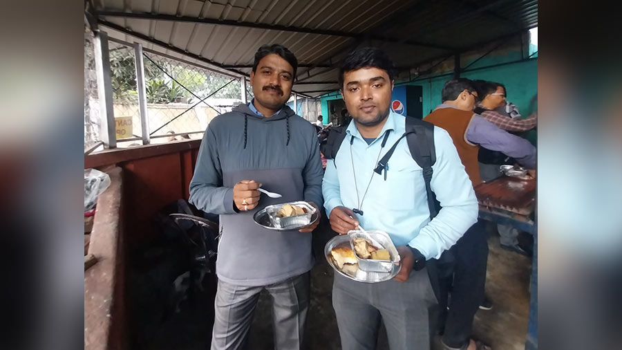 ‘I am here with my colleague for the very first time and we both are in love with the food,' said customer Subhonkar Chatterjee (right)