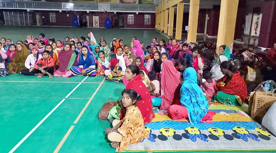 Villagers at the indoor stadium in Narayanpur, Chhattisgarh.