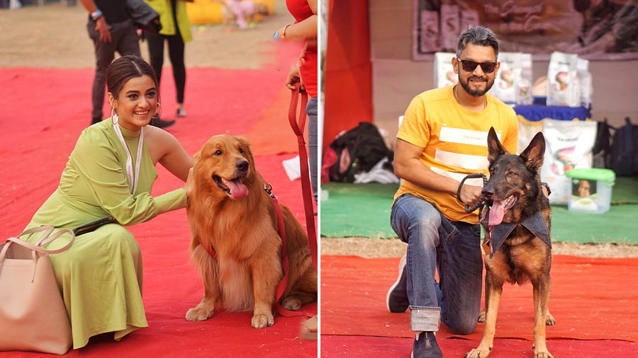Filmmaker Satrajit Sen was at the show with his German shepherd Tito. ‘Me and my friends are involved in dog rescue and rehabilitation. Tito is a rescued dog and I am here today to inspire people to opt for rescued dogs instead of buying,’ Sen said. Darshana couldn’t have enough of the golden retriever near her
