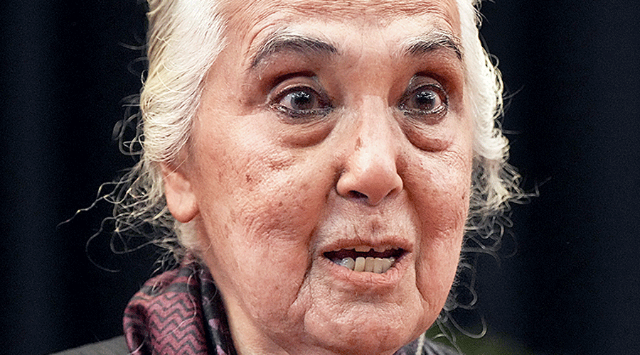Romila Thapar at the India International Centre on Saturday. 