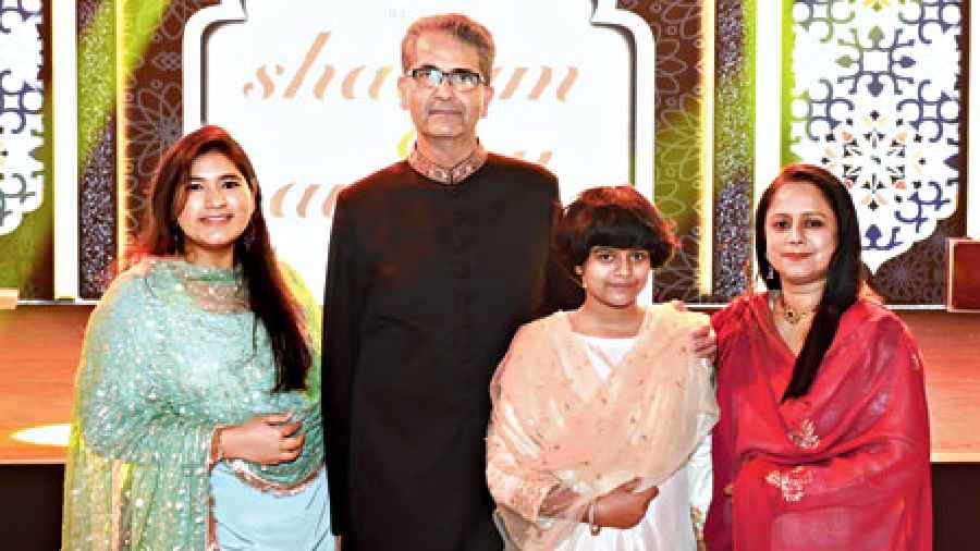 Shahanshah Mirza with his wife Fatima (extreme right) and daughters Wasma and Kazima. “Wajid Ali Shah had a very strong connection with Calcutta. He spent the last 31 years of his life in the city and he was one of the very few rulers who gave back a lot to the city and the society. He embraced Calcutta as one of his own cities. The Urdu language also developed in Calcutta at that time. Because he had this connection and it was his 200th birth anniversary, I thought of celebrating it in a grand manner, so that people can go back in time. The Nawab, although he was a Muslim ruler, was a secular patron of the arts with his court seeing Kathak dancers as well,” said Shahanshah Mirza on his thoughts and experience behind curating the evening.