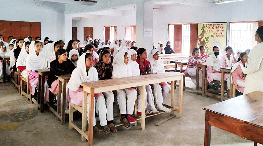 A class in progress at Sk. Abdur Razzak Memorial Girls High Madrasa in Murshidabad.