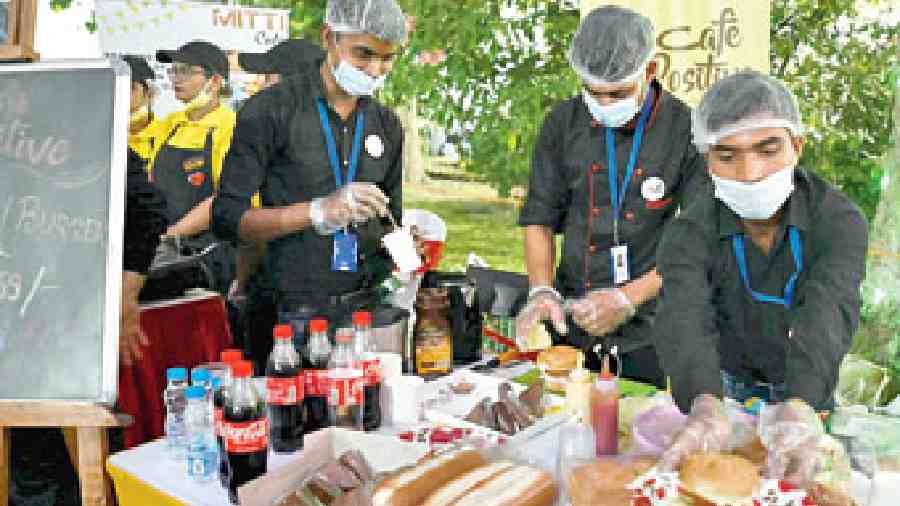 Cafe Positive spent a busy afternoon serving burgers and hotdogs