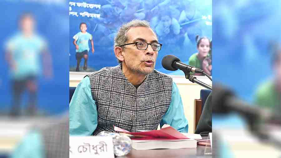 Abhijit Vinayak Banerjee at the release of the report. 