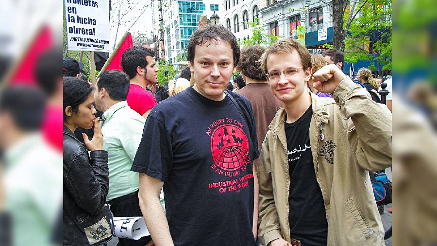 David Graeber at a protest