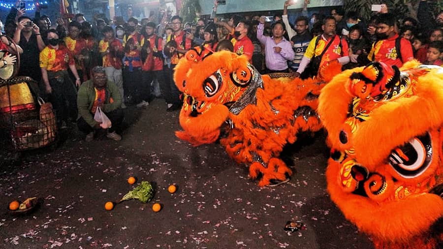 The Lunar New Year celebrations began with lion dance, which signifies bringing in good luck by warding off evil spirits