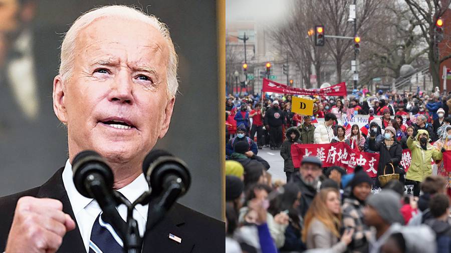 US President Joe Biden has ordered all US flags at public buildings to be flown at half-staff to honour the victims of the mass shooting, the White House said in a statement.