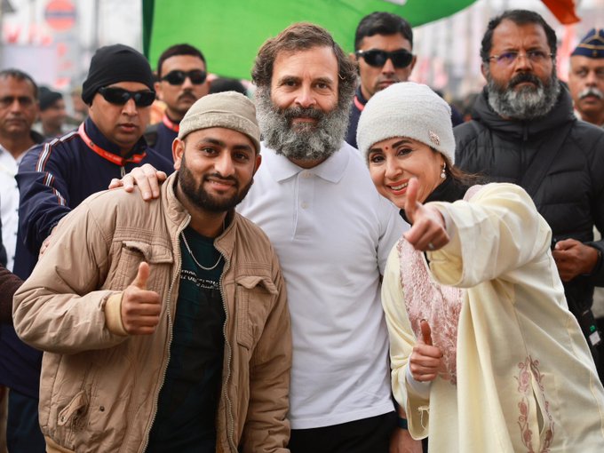 Urmila Matondkar with Rahul Gandhi in Jammu