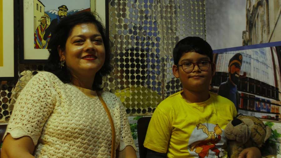 Rishi Dey, a Class V student of Don Bosco Park Circus, with his mother