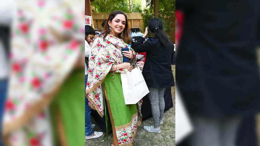 “It is always a pleasure to come to such exhibitions as we can see lots of art and craft products here. It is a wonderful experience to see the team grow every year. I bought a very nice kurta that has unique antique work on it. I also got some beaded earrings to match it,” said Poonam Khandelwal.