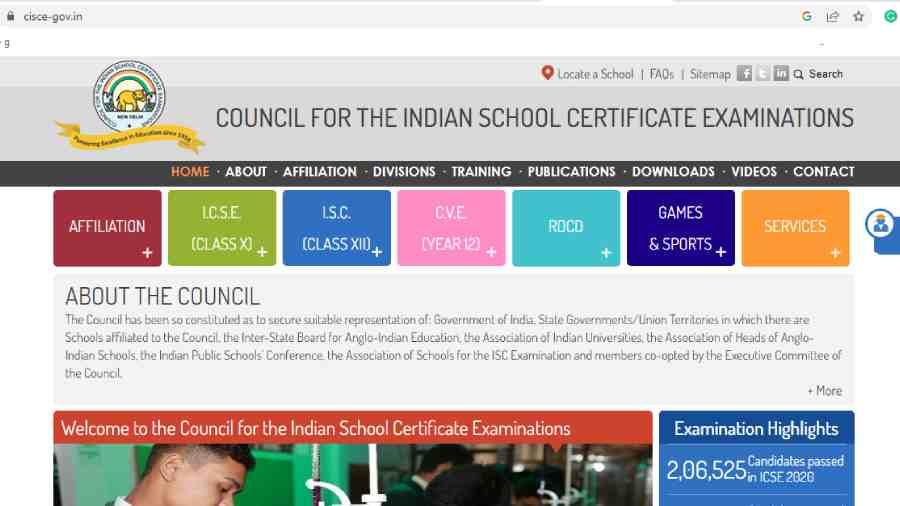 Screen grab of one of the fake site (cisce-gov.in) listed by the council