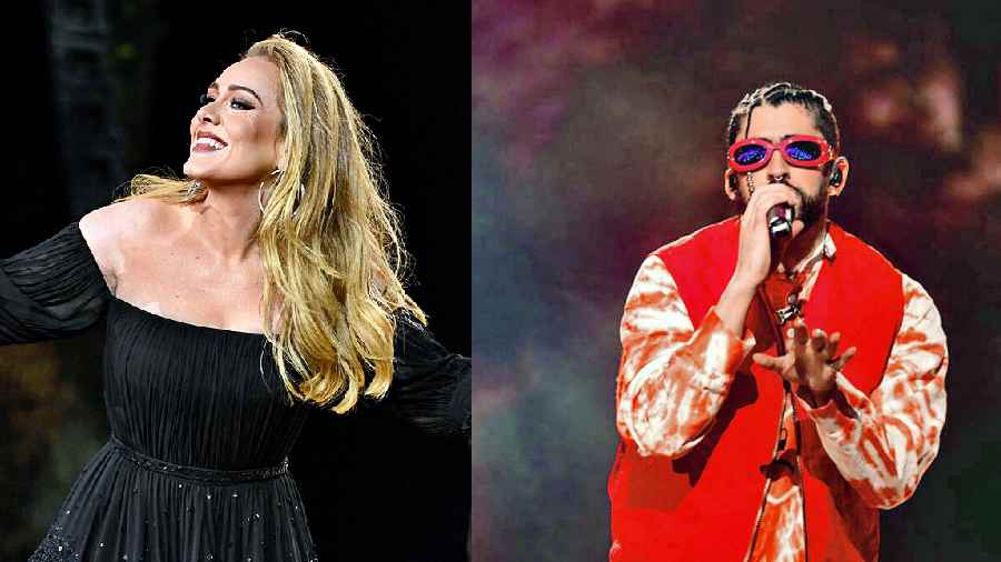 Adele made her way back to the envelopes with 30, (right) Un Verano Sin Ti by Bad Bunny has been the talk of the town for quite some time