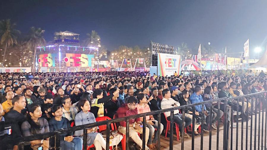People attend the Bhubaneswar Fest at the Exhibition Ground on Tuesday