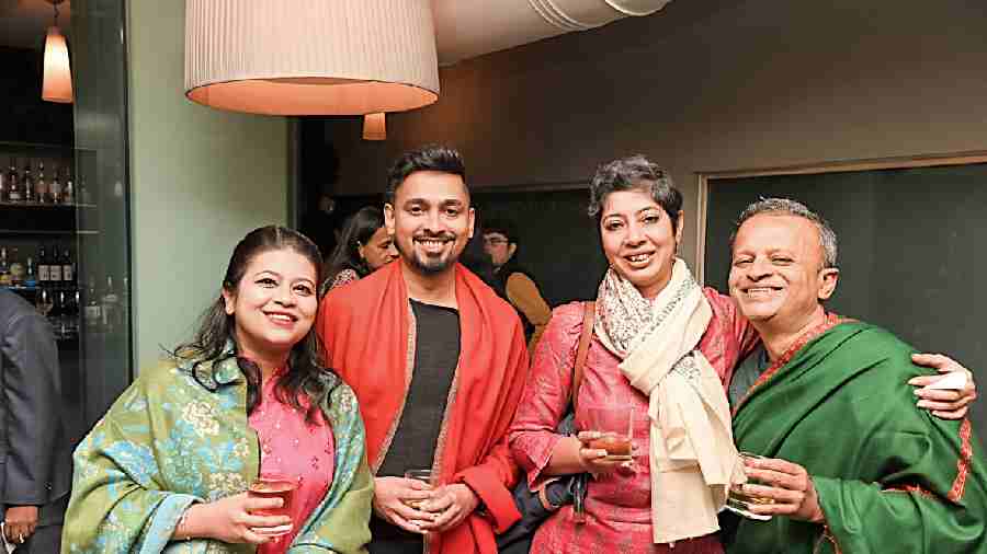 From left: Esha Chatterjee, Bishan Samaddar, Sunandini Banerjee and Sandip Roy enjoying the party