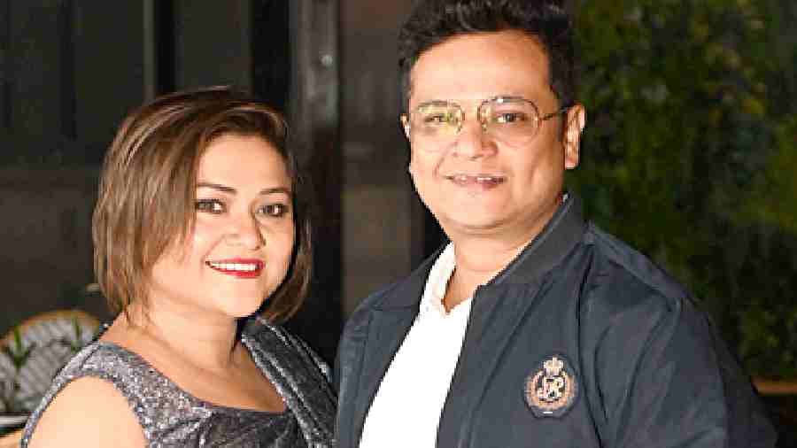 Actor Koneenica Chatterjee with her husband Surajit Hari