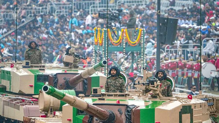 Mechanised columns of the Indian Army during the Parade.