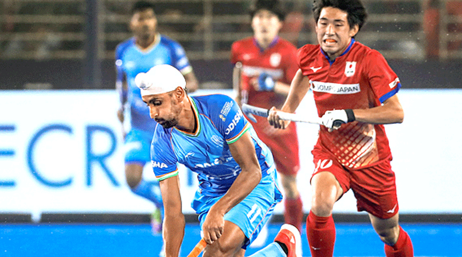 Mandeep Singh, who scored the first goal for India against Japan in Rourkela on Thursday.
