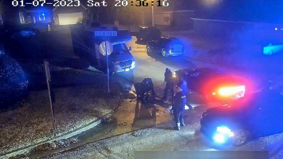 The image from video released on January 27, 2023, shows Tyre Nichols on the ground during a brutal attack by five Memphis police officers on January 7, 2023, in Memphis