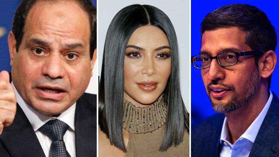 (L-R) Abdal Fattah el-Sisi, Kim Kardashian and Sundar Pichai are among the newsmakers of the week