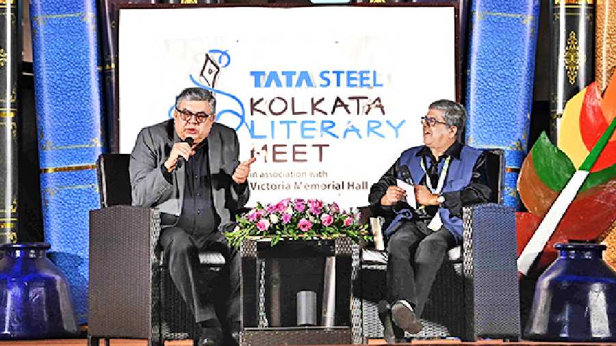 Barry O’Brien and SV Raman at the Tata Steel Kolkata Literary Meet on Monday 