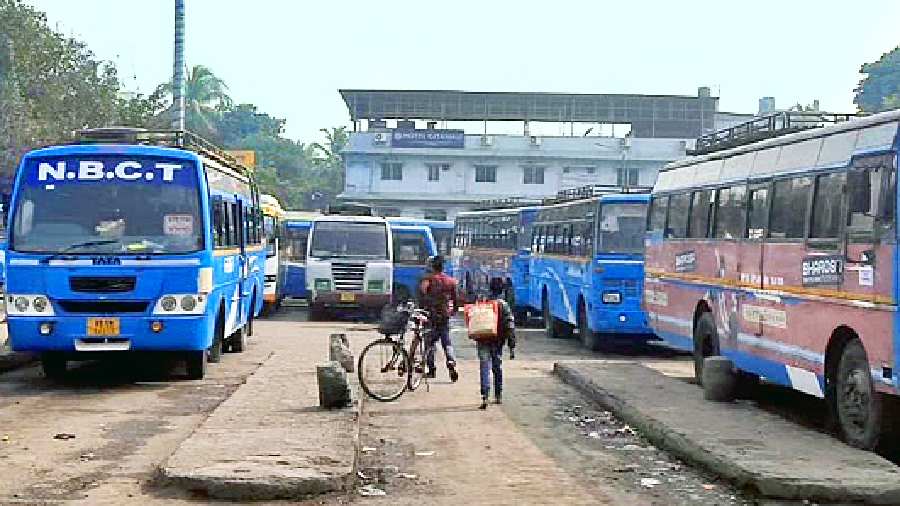A bus terminus in Raiganj on Sunday