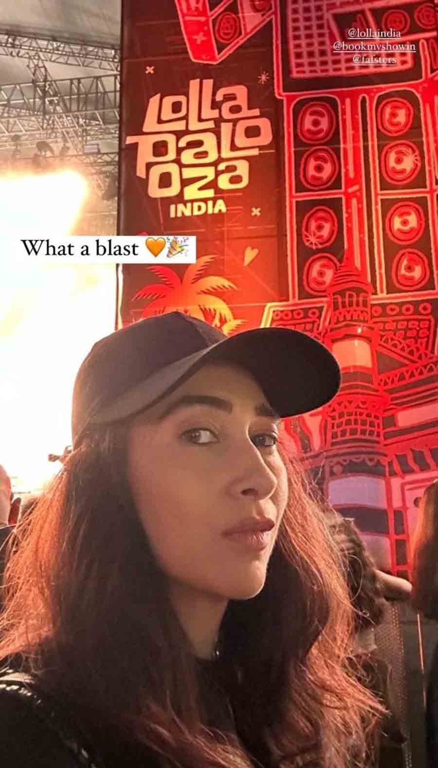 Karisma Kapoor had a blast at the music festival and was spotted dancing with Rajkummar Rao and Huma Qureshi. 