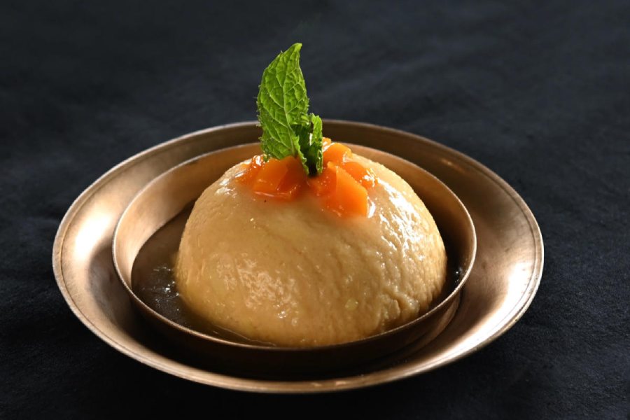 Dig into the sinful Aam Doi, which is simply mangoflavoured yoghurt. Rs 109