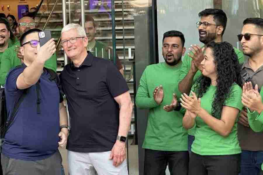 Apple CEO at the opening of the company’s first retail store in India on April 18 — Apple BKC