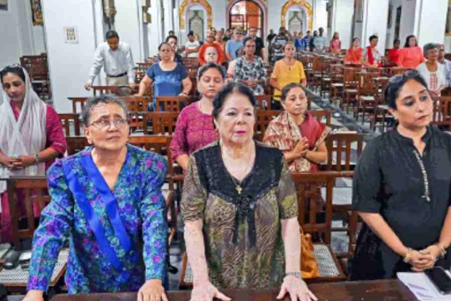 The “praying for peace in Manipur” service at St. Thomas’ Church in Calcutta on Sunday evening. The prayer service was organised by the Catholic Association of Bengal.