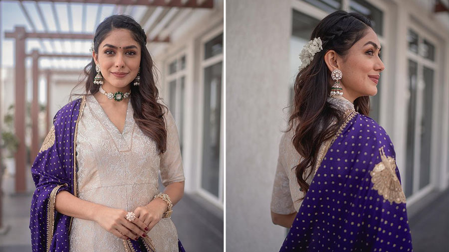 Mrunal Thakur sports gajra or flowers in the hair and Indian wear in recent  fashion take - Telegraph India
