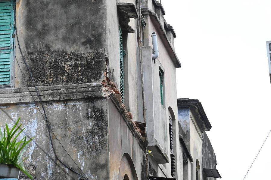 The house in Durga Pituri Lane in Bowbazar whose cornice collapsed on June 30