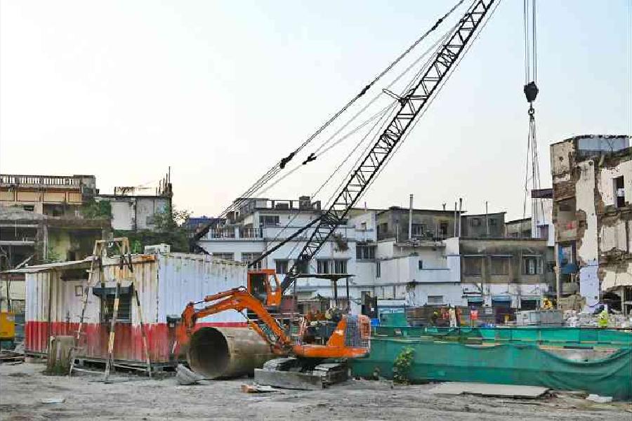 The East-West Metro construction site in Bowbazar