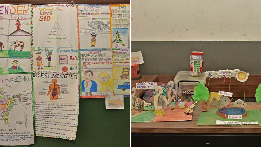 Every classroom in the school has creative projects put up by the students based on their curriculum