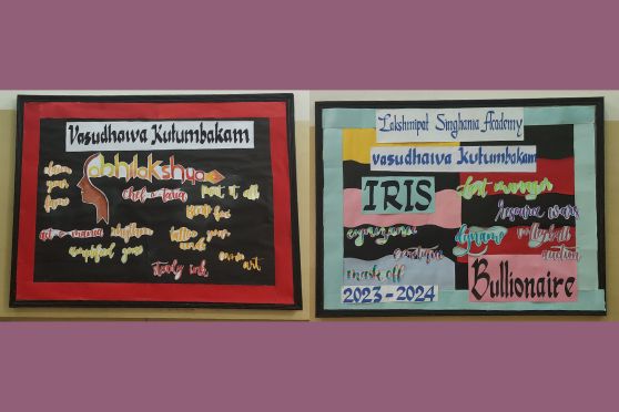 A display made by students showing the theme and events