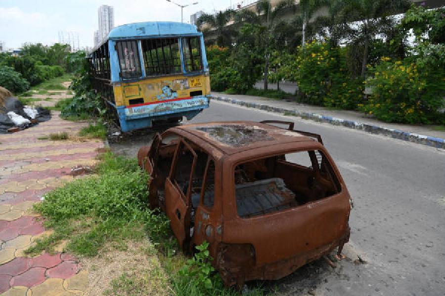 One of the vehicles parked for months along EM Bypass, near Kalikapur