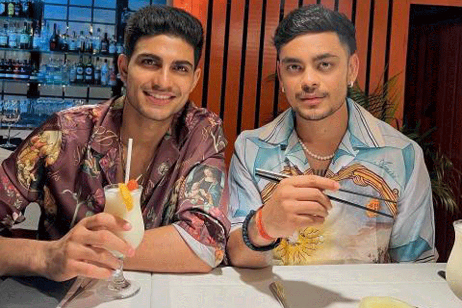 Shubman Gill (left) and Ishan Kishan enjoy their time in the Caribbean. Gill tweeted the picture with the caption, “Certified sushi lover”.